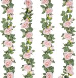 VRB Dec 1 Pcs Artificial Flower Vine Garlands Hanging Artificial Flowers for Decoration Roses Garland (6 ft Long) Flowers Silk Roses for Wedding Decorations Diwali/Ganpati/Christmas