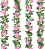 VRB Dec 1 Pcs Artificial Flower Vine Garlands Hanging Artificial Flowers for Decoration Roses Garland (6 ft Long) Flowers Silk Roses for Wedding Decorations Diwali/Ganpati/Christmas