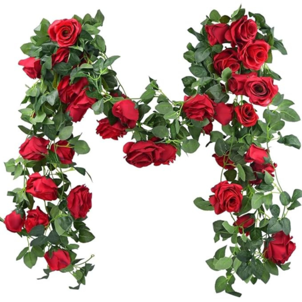 VRB Dec 1 Pcs Artificial Flower Vine Garlands Hanging Artificial Flowers for Decoration Roses Garland (6 ft Long) Flowers Silk Roses for Wedding Decorations Diwali/Ganpati/Christmas