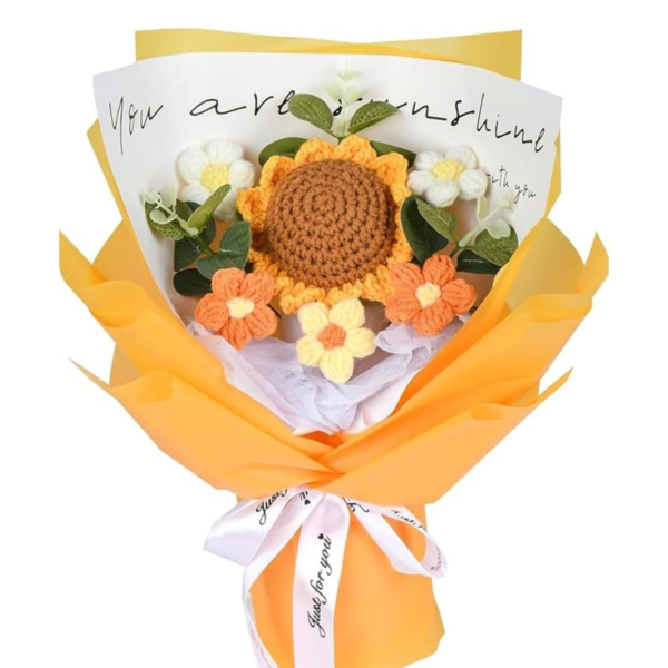 VRB Dec 1pcs Artificial Crochet Flower Bouquet/Artificial Flowers Bunch/Crochet flowers bouquet/Crochet flowers/Flowers Bouquet Gift for Girls Home Decor,gifting,etc
