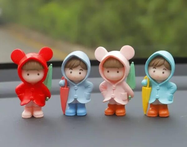 VRB Dec 4 Pcs Miniature Showpiece Set for Home Decor,Car Dashboard,Valentine,Living Room,Gifts Figurines,Cake Decoration Items,Figurines for Home Decor. (4 Pcs Close Umbrella Miniature)