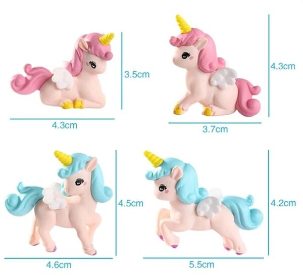 VRB Dec 4Pcs Miniature Decor Items/Miniature/Toys for Garden,Toys for Garden/Accessories for Home Decor,Figurines,Cake Decoration Items (4 Pcs Rainbow Unicorn)