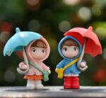 VRB Dec 4 Pcs Miniature Showpiece Set for Home Decor,Car Dashboard,Valentine,Living Room,Gifts Figurines,Cake Decoration Items,Figurines for Home Decor. (4 Pcs Open Umbrella Miniature)