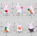 VRB Dec 6 Pcs Miniature Showpiece Set for Home Decor,Car Dashboard,Valentine,Living Room,Gifts Figurines,Cake Decoration Items,Figurines for Home Decor. (6 Pcs Rabbit Set)