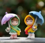 VRB Dec 4 Pcs Miniature Showpiece Set for Home Decor,Car Dashboard,Valentine,Living Room,Gifts Figurines,Cake Decoration Items,Figurines for Home Decor. (4 Pcs Open Umbrella Miniature)