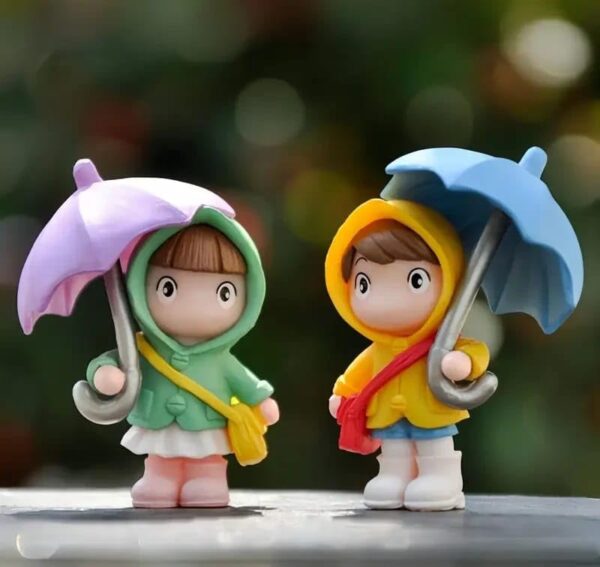 VRB Dec 4 Pcs Miniature Showpiece Set for Home Decor,Car Dashboard,Valentine,Living Room,Gifts Figurines,Cake Decoration Items,Figurines for Home Decor. (4 Pcs Open Umbrella Miniature)