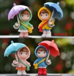 VRB Dec 4 Pcs Miniature Showpiece Set for Home Decor,Car Dashboard,Valentine,Living Room,Gifts Figurines,Cake Decoration Items,Figurines for Home Decor. (4 Pcs Open Umbrella Miniature)