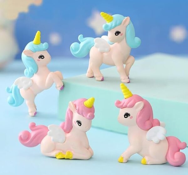 VRB Dec 4Pcs Miniature Decor Items/Miniature/Toys for Garden,Toys for Garden/Accessories for Home Decor,Figurines,Cake Decoration Items (4 Pcs Rainbow Unicorn)