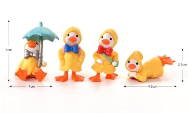 VRB Dec 4 Pcs Miniature Showpiece Set for Home Decor,Car Dashboard,Valentine,Living Room,Gifts Figurines,Cake Decoration Items,Figurines for Home Decor. (4 Pcs Duck Umbrella Miniature)