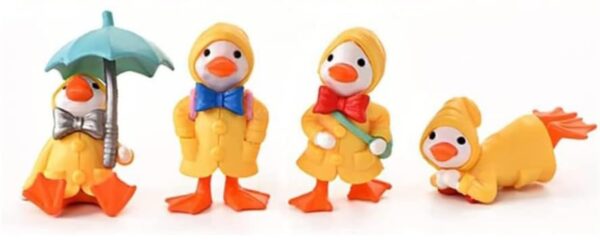 VRB Dec 4 Pcs Miniature Showpiece Set for Home Decor,Car Dashboard,Valentine,Living Room,Gifts Figurines,Cake Decoration Items,Figurines for Home Decor. (4 Pcs Duck Umbrella Miniature)