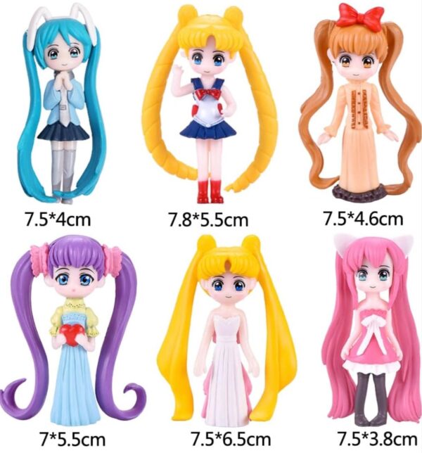 VRB Dec 6 Pcs Miniature Showpiece Set for Home Decor, car Dashboard,Valentine,Living Room,Gifts Figurines,Cake Decoration Items,Figurines for Home Decor. (6 Pcs Curly Girls)