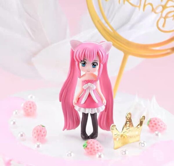 VRB Dec 6 Pcs Miniature Showpiece Set for Home Decor, car Dashboard,Valentine,Living Room,Gifts Figurines,Cake Decoration Items,Figurines for Home Decor. (6 Pcs Curly Girls)