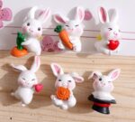 VRB Dec 6 Pcs Miniature Showpiece Set for Home Decor,Car Dashboard,Valentine,Living Room,Gifts Figurines,Cake Decoration Items,Figurines for Home Decor. (6 Pcs Rabbit Set)