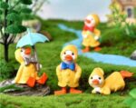 VRB Dec 4 Pcs Miniature Showpiece Set for Home Decor,Car Dashboard,Valentine,Living Room,Gifts Figurines,Cake Decoration Items,Figurines for Home Decor. (4 Pcs Duck Umbrella Miniature)