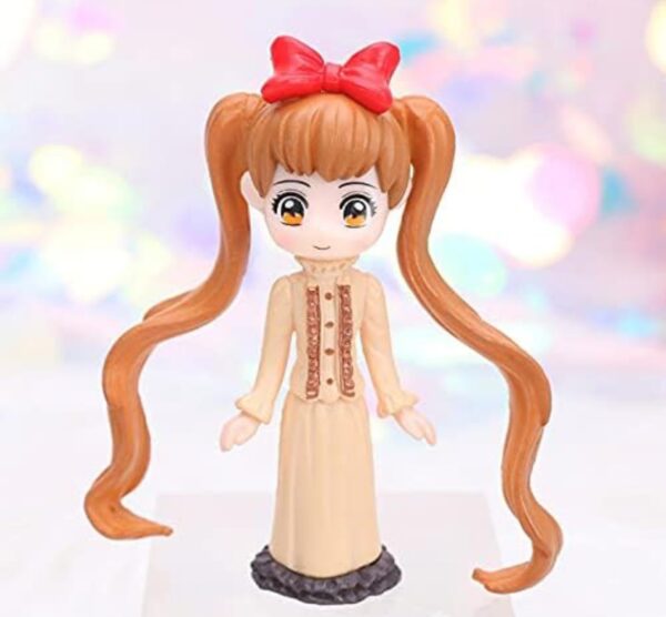 VRB Dec 6 Pcs Miniature Showpiece Set for Home Decor, car Dashboard,Valentine,Living Room,Gifts Figurines,Cake Decoration Items,Figurines for Home Decor. (6 Pcs Curly Girls)
