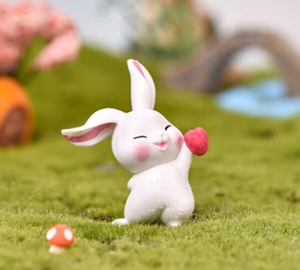 VRB Dec 6 Pcs Miniature Showpiece Set for Home Decor,Car Dashboard,Valentine,Living Room,Gifts Figurines,Cake Decoration Items,Figurines for Home Decor. (6 Pcs Rabbit Set)