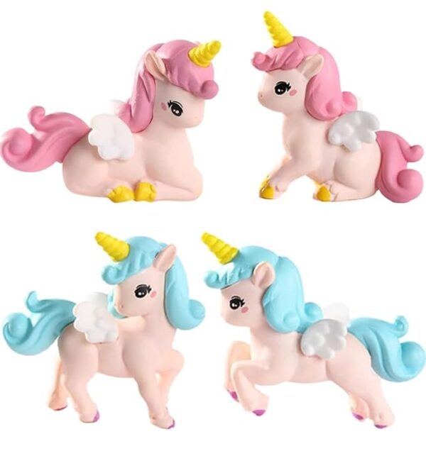 VRB Dec 4Pcs Miniature Decor Items/Miniature/Toys for Garden,Toys for Garden/Accessories for Home Decor,Figurines,Cake Decoration Items (4 Pcs Rainbow Unicorn)