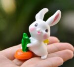 VRB Dec 6 Pcs Miniature Showpiece Set for Home Decor,Car Dashboard,Valentine,Living Room,Gifts Figurines,Cake Decoration Items,Figurines for Home Decor. (6 Pcs Rabbit Set)