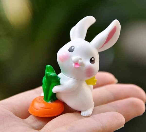 VRB Dec 6 Pcs Miniature Showpiece Set for Home Decor,Car Dashboard,Valentine,Living Room,Gifts Figurines,Cake Decoration Items,Figurines for Home Decor. (6 Pcs Rabbit Set)