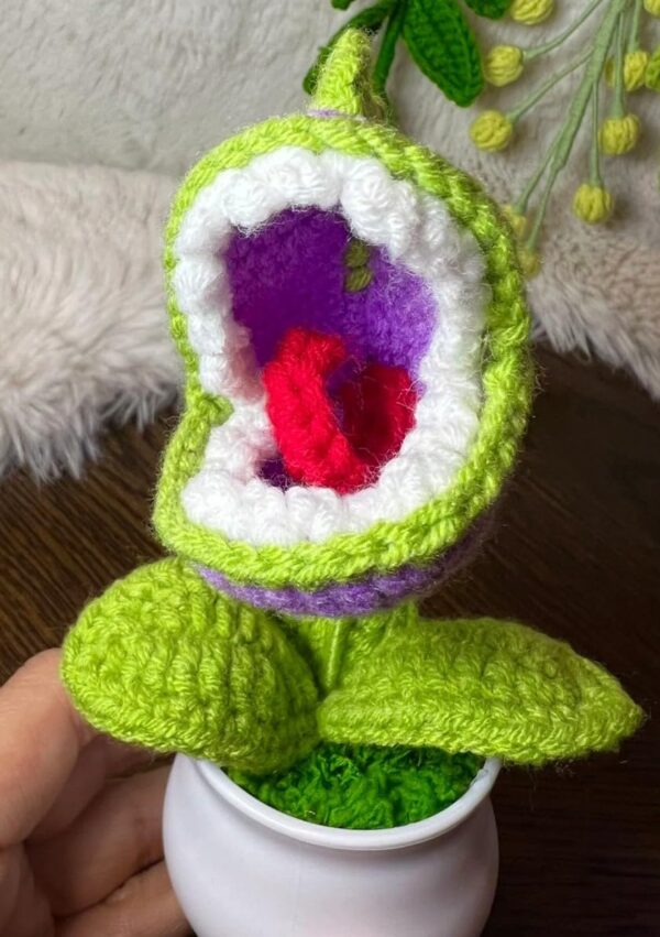 VRB DecTM 1 Pcs Crochet Flowers Artificial Sunflower for Office Desk Car Dashboard Decor,Home Decoration, Office, Bedroom, Christmas Decor, Wedding (Crochet Purple Plant)