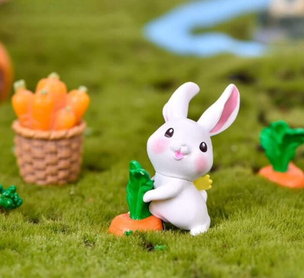 VRB Dec 6 Pcs Miniature Showpiece Set for Home Decor,Car Dashboard,Valentine,Living Room,Gifts Figurines,Cake Decoration Items,Figurines for Home Decor. (6 Pcs Rabbit Set)