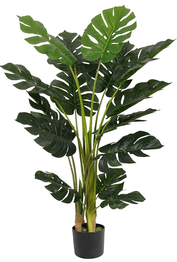 VRB Dec 1 Pcs (4 FT) Artificial Plants with Pot Plants Leaves Tree Tropical Bougainvillea Faux Areca Plants Indoor Real Touch Monstera,Banana Plant for Home