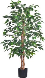 VRB Dec 1 Pcs (4 FT) Artificial Plants with Pot Plants Leaves Tree Tropical Bougainvillea Faux Areca Plants Indoor Real Touch Monstera,Banana Plant for Home