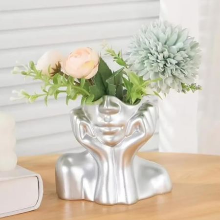 VRB Dec 1 Pcs Vase for Home Decor, Living Room, Office, Bedroom,Centre Table,Ceramic Look Unbreakable Showpiece Flower Pot for Decorations (Only vase, No Flower) Size - 15 cm