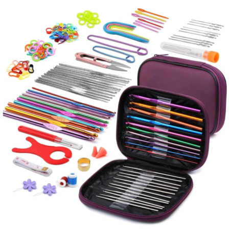 VRB Dec 110 pcs Crochet Needles, Knitting Needles, Crochet Kit, Crochet Hook, Knitting Kit, Needle Set, Knitting Needle Set, Crochet Needle, Crochet Set, Crochet Hook for Crocheting. (Crochet Set Design - 3 (110pcs))