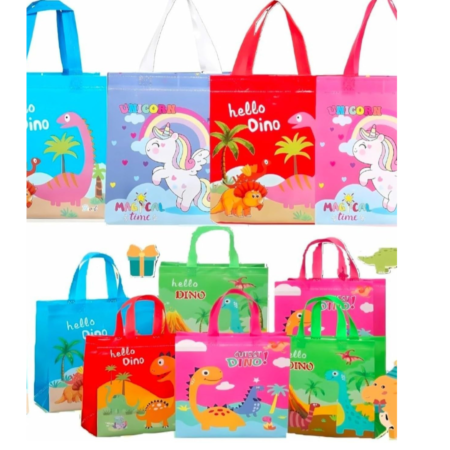 VRB Dec 24pcs Return Gift Bags For Kids,return gift bags for kids birthday & used for return gifts for 6-12 For Kids Age 8 12 3 4 5. (Multicolor) (24 Pcs Dino Theme Bag)