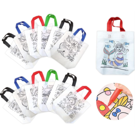 VRB Dec 24pcs Return Gift Bags For Kids,return gift bags for kids birthday & used for return gifts for 6-12 For Kids Age 8 12 3 4 5. (Multicolor) (24 Pcs Drawing Bag)