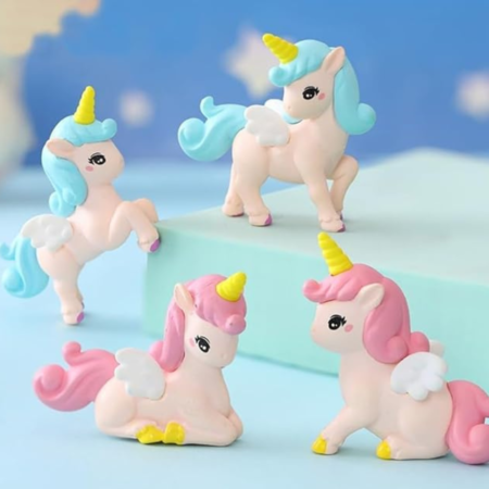 VRB Dec 4Pcs Miniature Decor Items/Miniature/Toys for Garden,Toys for Garden/Accessories for Home Decor,Figurines,Cake Decoration Items (4 Pcs Rainbow Unicorn)