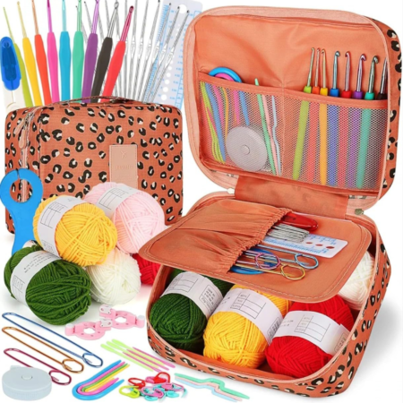 VRB Dec 107 pcs Crochet Needles, Knitting Needles, Crochet Kit, Crochet Hook, Knitting Kit, Needle Set, Knitting Needle Set, Crochet Needle, Crochet Set, Crochet Hook for Crocheting. (Crochet Set Design - 2 (107pcs))