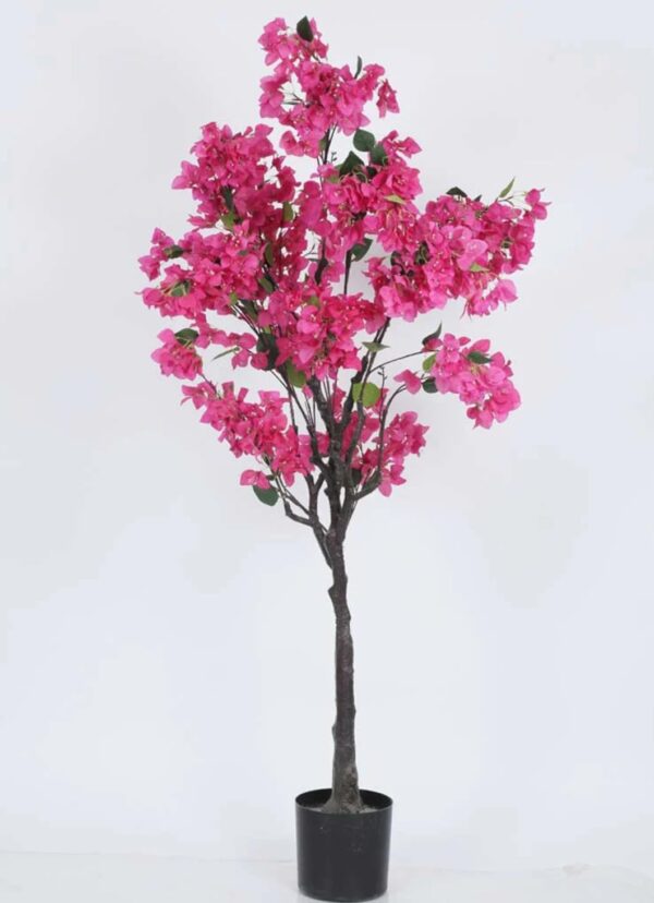 VRB Dec 1 Pcs Artificial Plants with Pot Plants Leaves Tree Tropical Bougainvillea Faux Areca Plants Indoor Real Touch Monstera,Banana Plant for Home/Decor (Artificial Bougainvillea Plant with Pot)