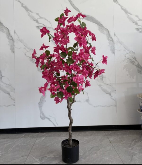 VRB Dec 1 Pcs Artificial Plants with Pot Plants Leaves Tree Tropical Bougainvillea Faux Areca Plants Indoor Real Touch Monstera,Banana Plant for Home/Decor (Artificial Bougainvillea Plant with Pot)