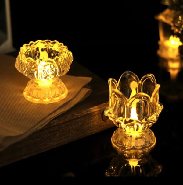 VRB Dec 2 Pcs Small Antique LED Lantern Pillar Candles Acrylic Flameless & Smokeless Decorative LED Tea Light Candle Perfect for Gifting, Home,Diwali, Christmas,Decorative Candles,Birthday