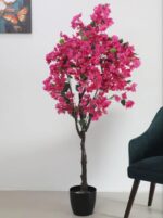 VRB Dec 1 Pcs Artificial Plants with Pot Plants Leaves Tree Tropical Bougainvillea Faux Areca Plants Indoor Real Touch Monstera,Banana Plant for Home/Decor (Artificial Bougainvillea Plant with Pot)