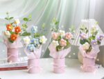 VRB Dec 1pcs Artificial Crochet Flower Bouquet/Artificial Flowers Bunch/Crochet flowers bouquet/Crochet flowers/Flowers Bouquet Gift for Girls Home Decor,gifting,etc. (Blue Daisy Bouquet)
