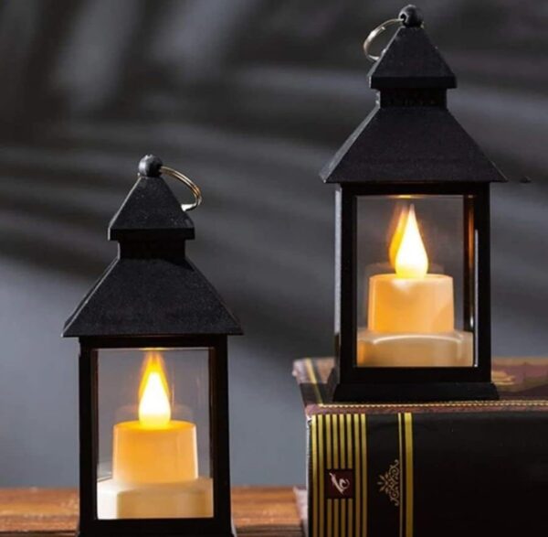 VRB Dec 2 Pcs Small Antique LED Lantern Pillar Candles Acrylic Flameless & Smokeless Decorative LED Tea Light Candle Perfect for Gifting, Home,Diwali, Christmas,Decorative Candles,Birthday