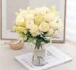 VRB Dec 1 Pcs Artificial Flower Bunch Dahlia,Lily,Roses Flowers Sticks,Lily Artificial Flowers for Home Decor,Bedroom, Living Room, Table, Balcony, Office, Wedding, Pooja