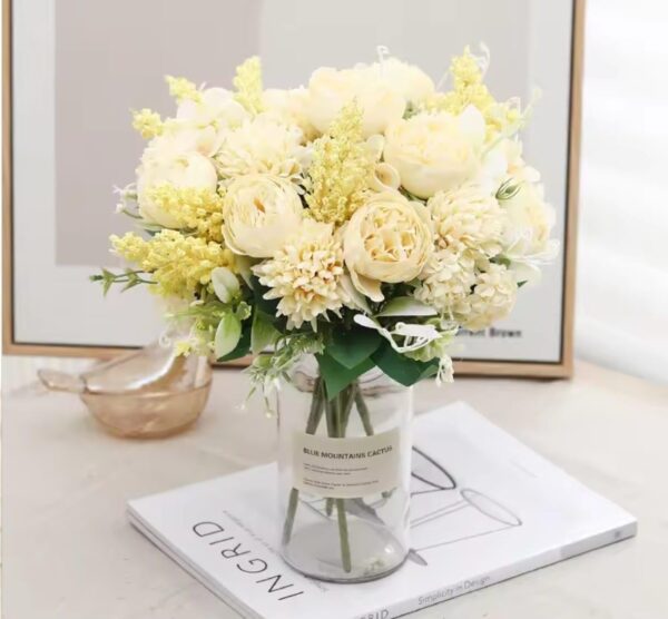 VRB Dec 1 Pcs Artificial Flower Bunch Dahlia,Lily,Roses Flowers Sticks,Lily Artificial Flowers for Home Decor,Bedroom, Living Room, Table, Balcony, Office, Wedding, Pooja