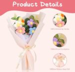VRB Dec 1pcs Artificial Crochet Flower Bouquet/Artificial Flowers Bunch/Crochet flowers bouquet/Crochet flowers/Flowers Bouquet Gift for Girls Home Decor,gifting,etc. (Multicolor Daisy Bouquet