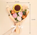 VRB Dec 1pcs Artificial Crochet Flower Bouquet/Artificial Flowers Bunch/Crochet flowers bouquet/Crochet flowers/Flowers Bouquet Gift for Girls Home Decor,gifting,etc. (Peony Rose Daisy Bouquet/)