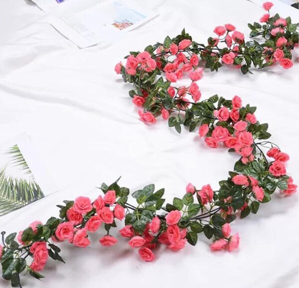 VRB Dec 1 Pcs Artificial Flower Vine Garlands Hanging Artificial Flowers for Decoration Small Peony Roses Garland (6 ft Long) Flowers Silk Peony Roses for Diwali/Ganpati/Christmas. (Peach)