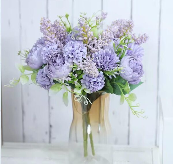 VRB Dec 1 Pcs Artificial Flower Bunch Dahlia,Lily,Roses Flowers Sticks,Lily Artificial Flowers for Home Decor,Bedroom, Living Room, Table, Balcony, Office, Wedding, Pooja
