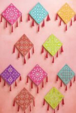 VRB Dec 6 Pcs Lippan Art Wall Decor for Ganpati Decoration setup for home,hanging decoration items,hangings for home decoration,Modern decoration for home. (Multicolor Square lippan - 6 Pcs)