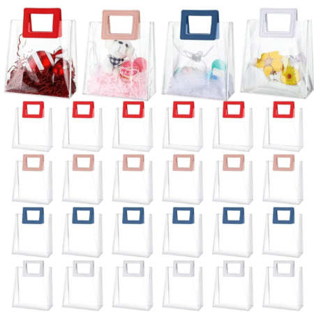VRB Dec 12 Pcs Leather Handle Guddy bags, return gift bags for kids birthday, Happy Birthday Party Return Gift Bags For Boys and Girls, Colorful Handle Gift Bags.