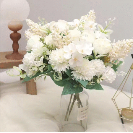 VRB Dec 1 Pcs Artificial Flower Bunch Dahlia,Lily,Roses Flowers Sticks,Lily Artificial Flowers for Home Decor,Bedroom, Living Room, Table, Balcony, Office, Wedding, Pooja