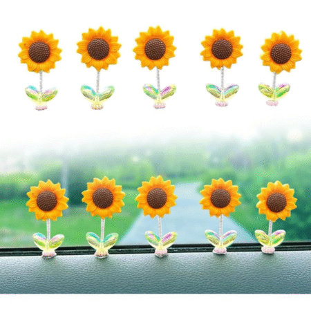 VRB Dec 10 pcs of Sunflower for Car Dashboard Decoration Items/car Decor Accessories for Dashboard,Miniature Toys,Car Dashboar,Decoration Accessories for Car,SUV,etc. (10 Pcs Cute Swinging Sunflower)