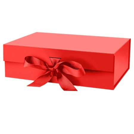 VRB Dec 1Pcs Multipurpose Gift Box Decorative Folding Paper Gift Box with Ribbon,gift box for packing,hamper boxes,gift boxes for Return Gifting,Storage,Engagement,Wedding (1 Pcs White Rigid Box)